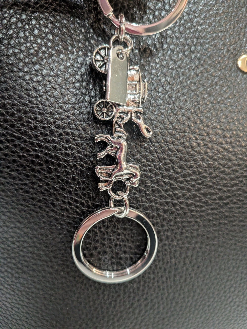 Silver Metal Horse & Carriage Keychain Charm
